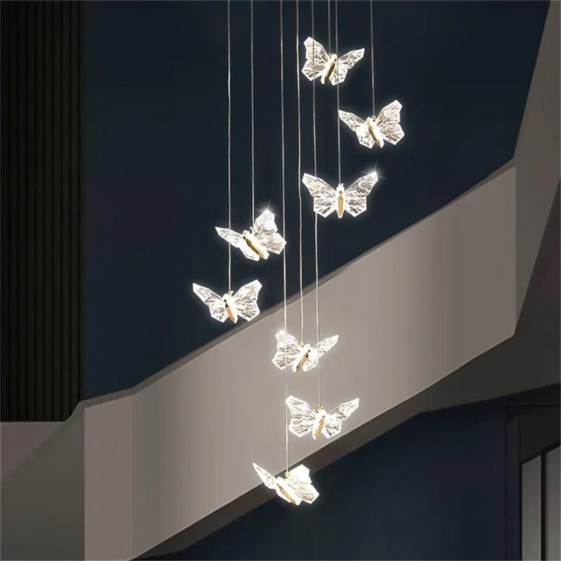 Nordic Butterfly Chandelier Lamps Modern Fixtures Pendant Lights Home LED for Stairs Hall Alostoura lighting