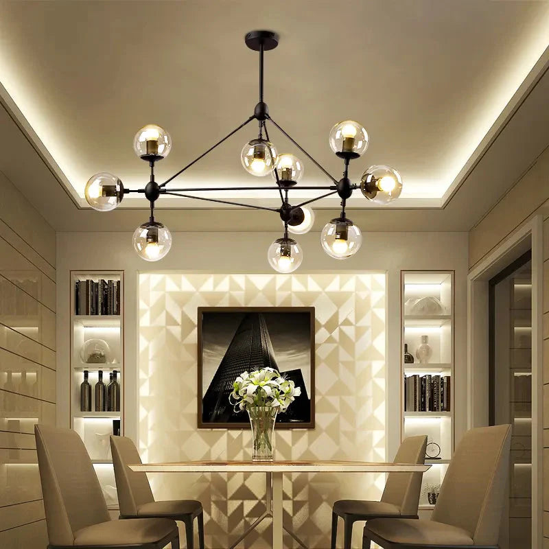 Nordic Industrial Retro Loft Bedroom Cafe Shop Chandelier Creative Glass Lamp Decorative Chandelier Alostoura lighting