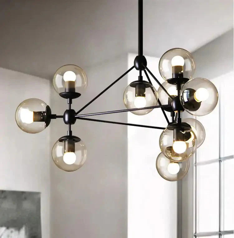 Nordic Industrial Retro Loft Bedroom Cafe Shop Chandelier Creative Glass Lamp Decorative Chandelier Alostoura lighting