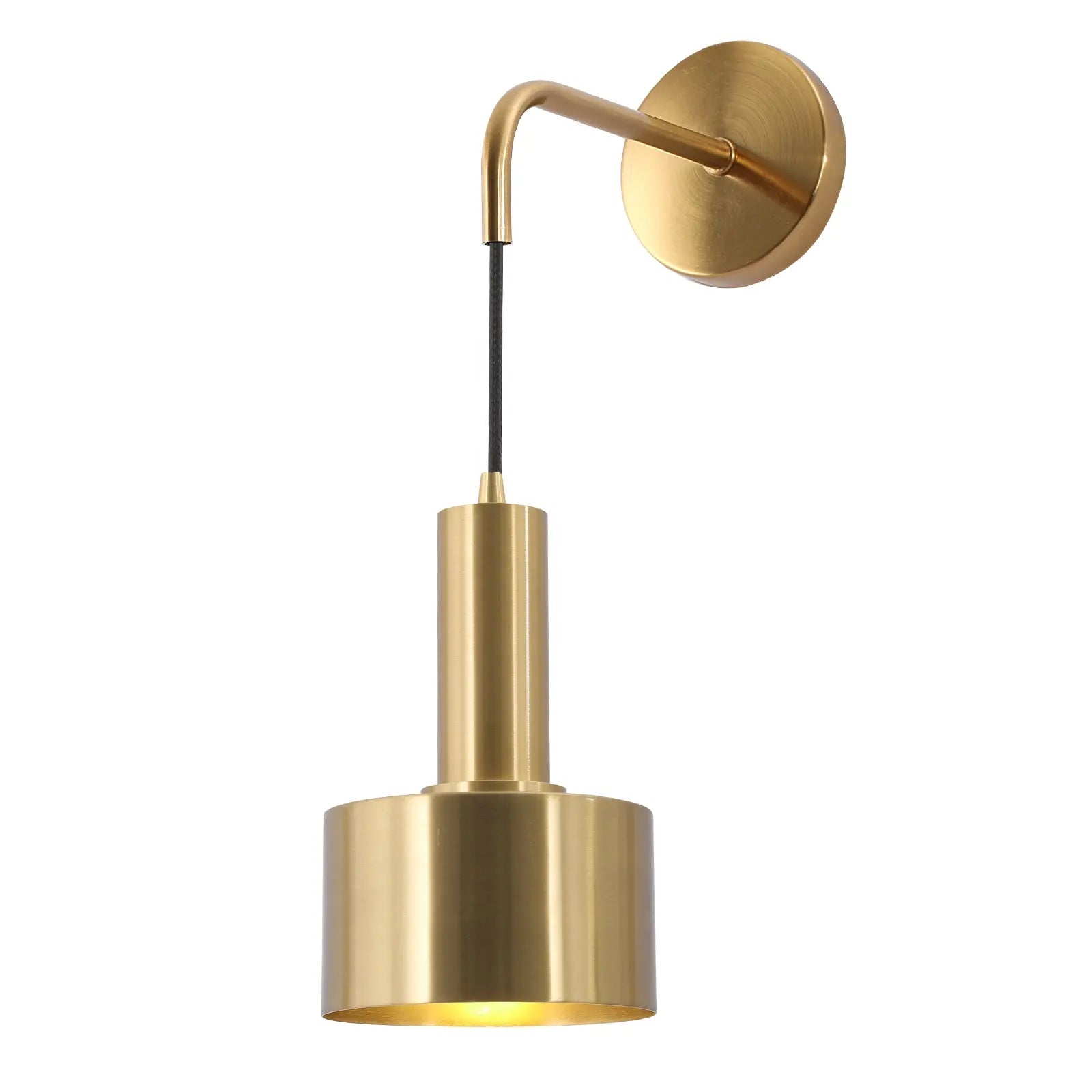 Nordic Minimalist Adjustable Base Brushed Brass Finished Paint Lampshade Metal Wall Lamp Alostoura lighting