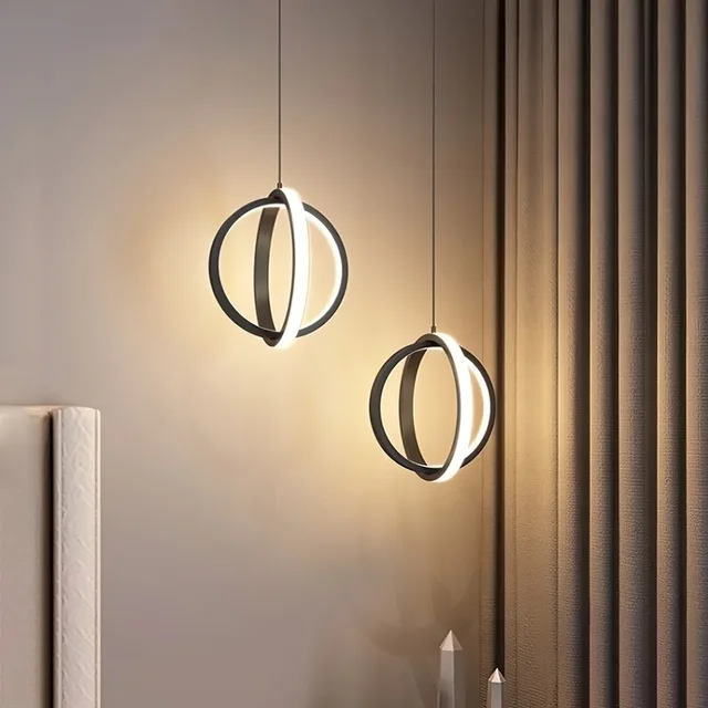 Nordic Novelty Bedside Led Pendant Lights For Living Room Bedroom TV Wall Decor Lighting Geometry Hanging Lamps Kitchen Fixture Alostoura lighting