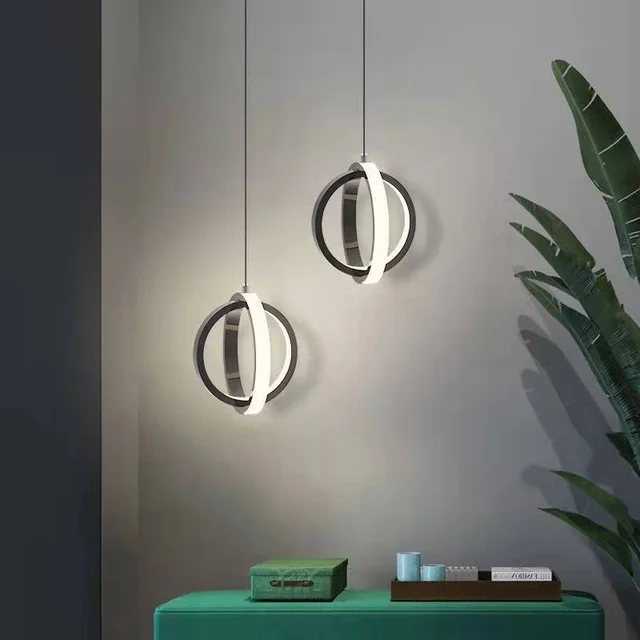 Nordic Novelty Bedside Led Pendant Lights For Living Room Bedroom TV Wall Decor Lighting Geometry Hanging Lamps Kitchen Fixture Alostoura lighting