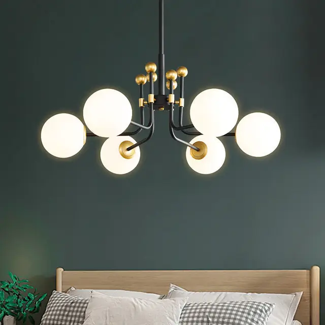 Nordic Simple Modern Decorative Lighting Fixture Round Glass Ball LED Chandeliers Pendant Lamp Alostoura lighting