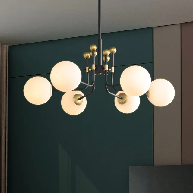 Nordic Simple Modern Decorative Lighting Fixture Round Glass Ball LED Chandeliers Pendant Lamp Alostoura lighting