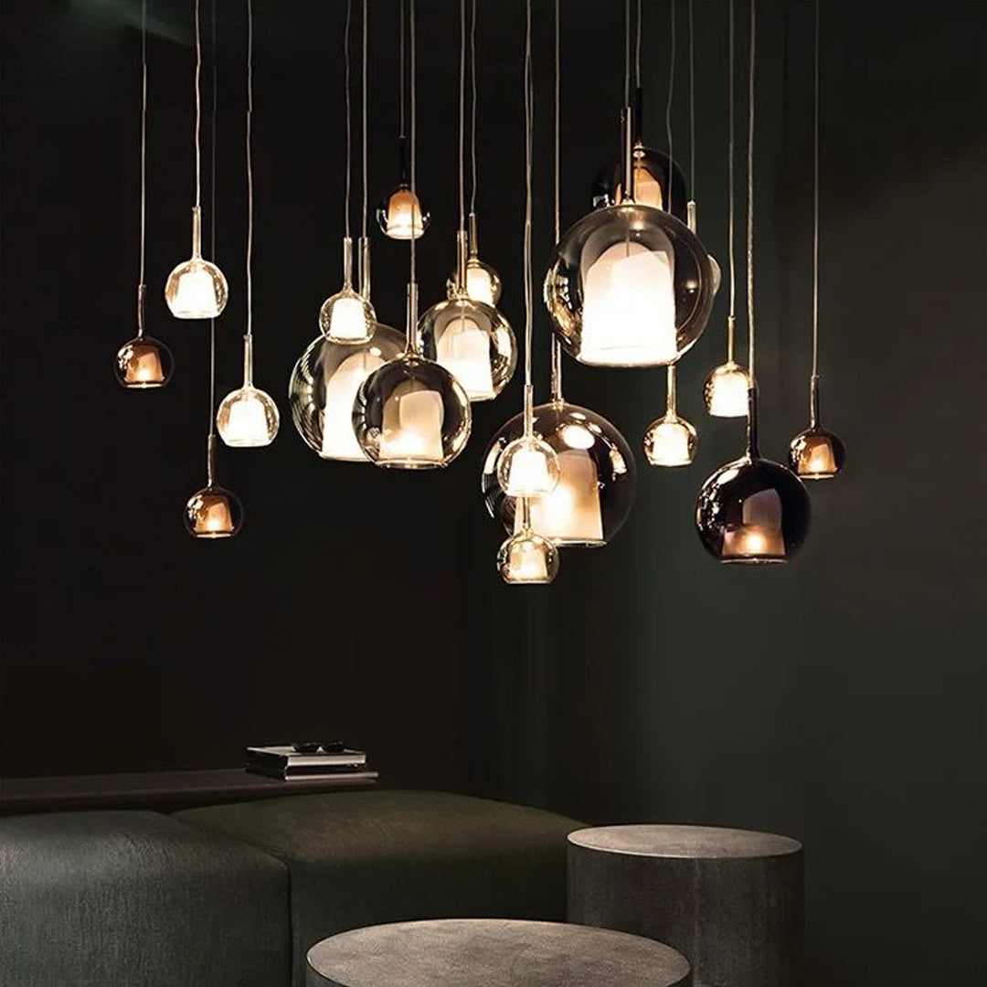 Nordic creative bubble double-glazed amber single head chandelier simple E27 restaurant DIY combination decorative LED lighting Alostoura lighting