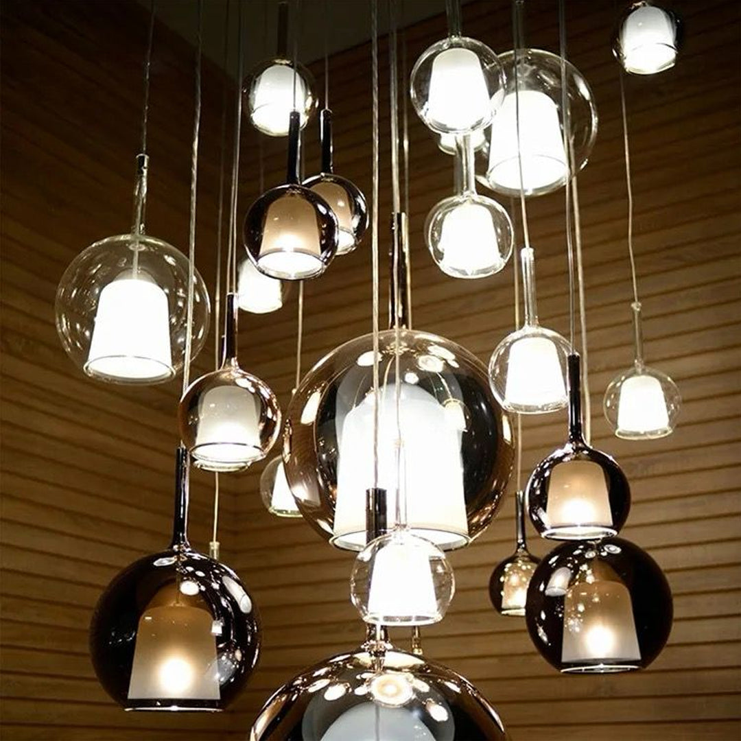 Nordic creative bubble double-glazed amber single head chandelier simple E27 restaurant DIY combination decorative LED lighting Alostoura lighting