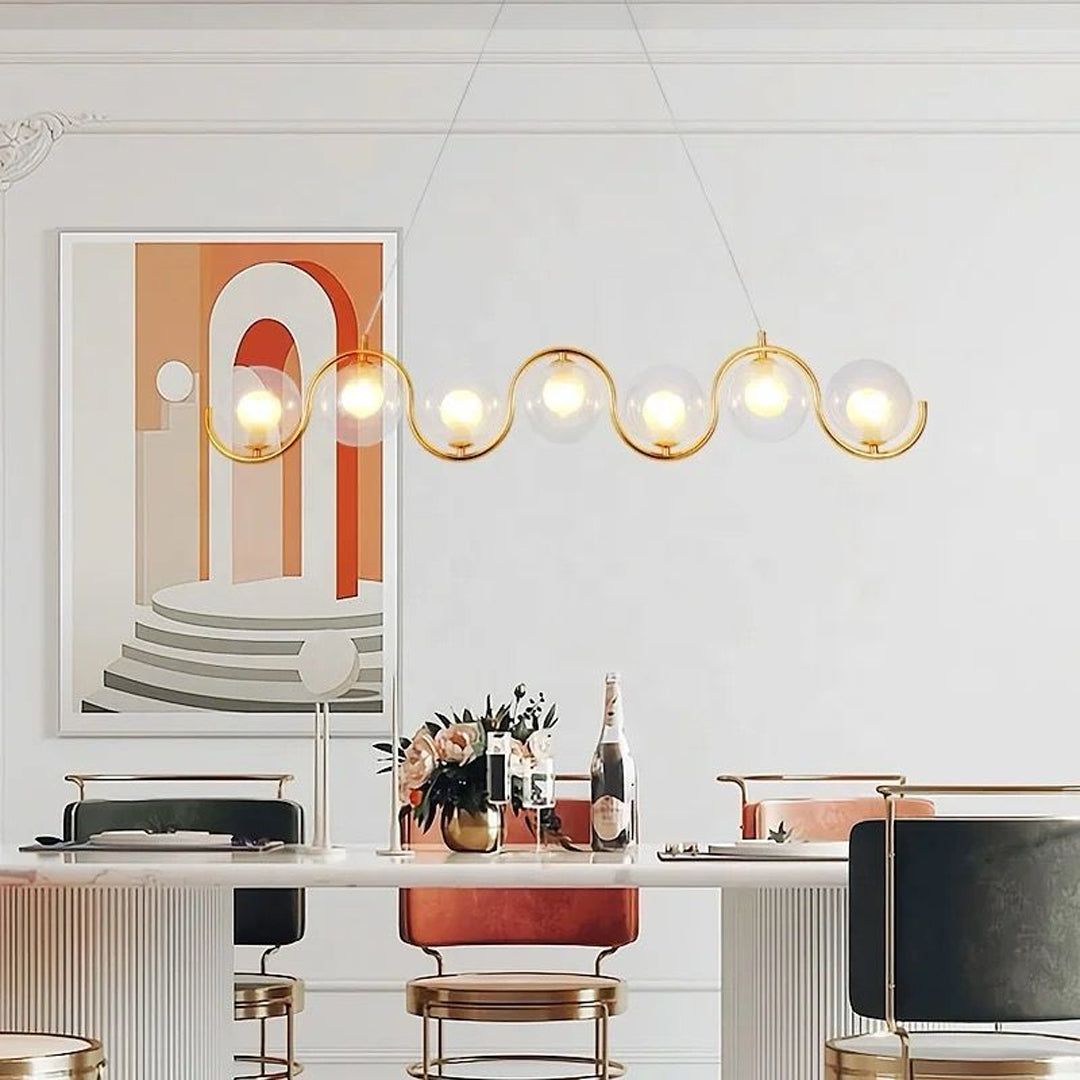 Nordic modern gold decoration double tier glass Pendant Light Chandelier with 7 heads Alostoura lighting