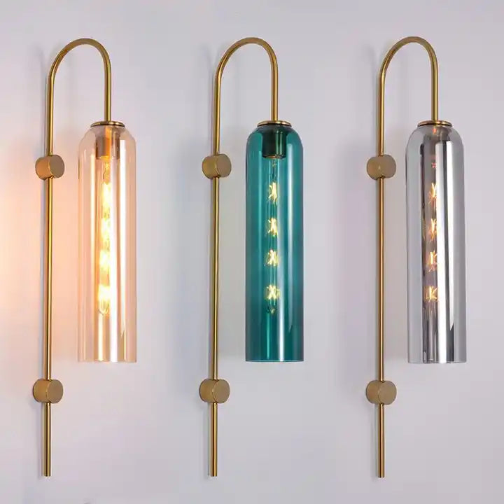 Nordic modern wall lamp light extravagance creative blue glass vanity light wall lamp sconce Alostoura lighting