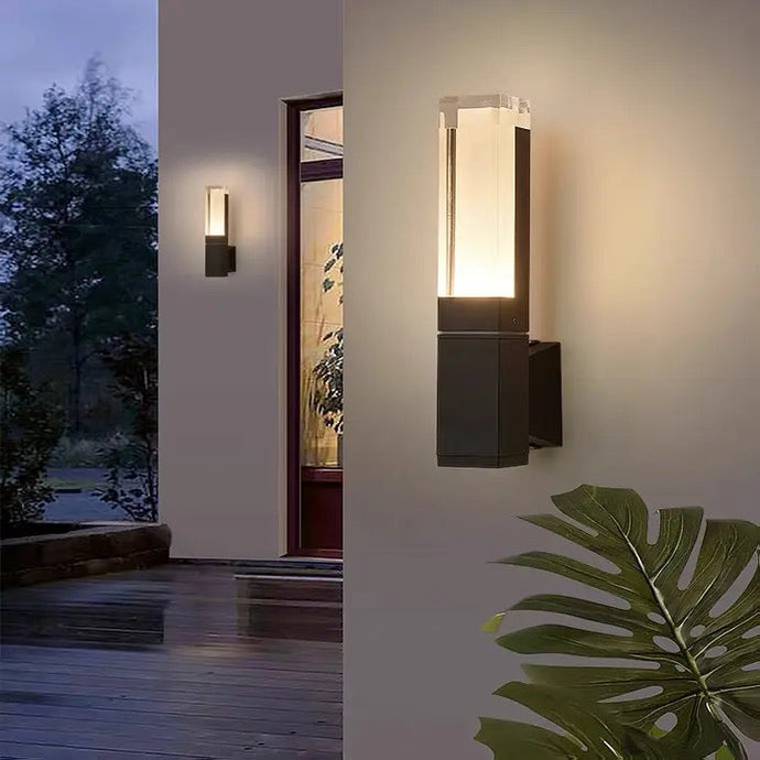 Outdoor Home Lighting Rectangular Aluminum Acrylic LED Garden Wall Lam ...