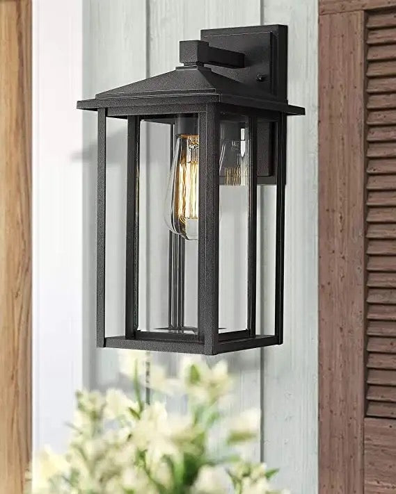 Outdoor Porch Lamp with Glass Shade Antique Wall Light Aluminum Waterproof Wall Lamp for Home Garden Alostoura lighting