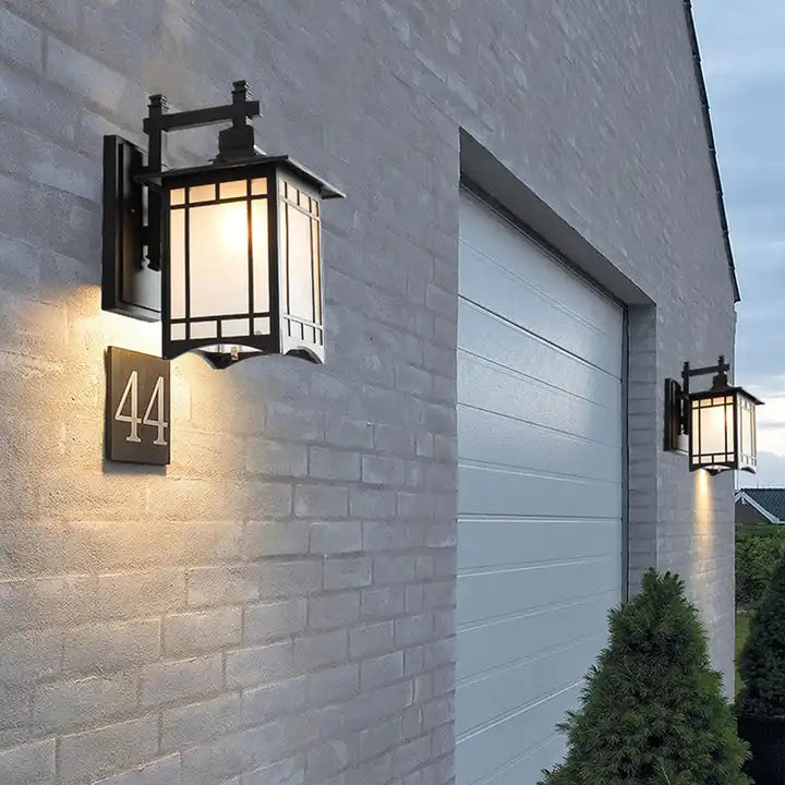 Outdoor Wall Mount Lighting Wall Sconce IP65 Waterproof Milky White Glass Antique Wall Light for Patio Hallway Corridor Alostoura lighting