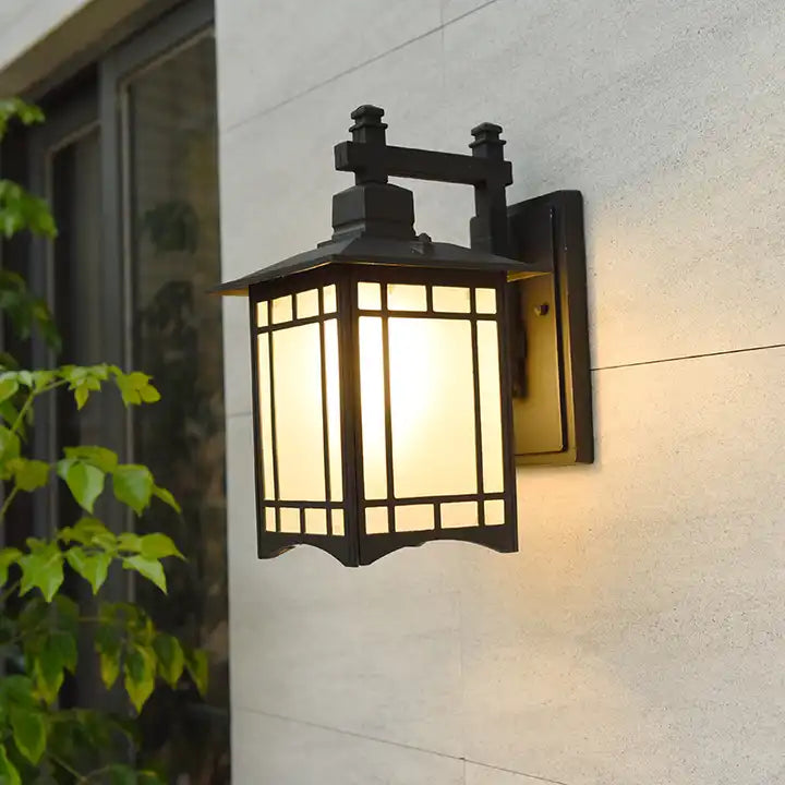 Outdoor Wall Mount Lighting Wall Sconce IP65 Waterproof Milky White Glass Antique Wall Light for Patio Hallway Corridor Alostoura lighting