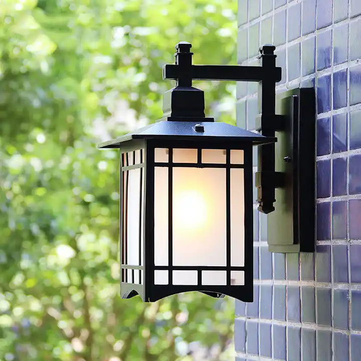 Outdoor Wall Mount Lighting Wall Sconce IP65 Waterproof Milky White Glass Antique Wall Light for Patio Hallway Corridor Alostoura lighting