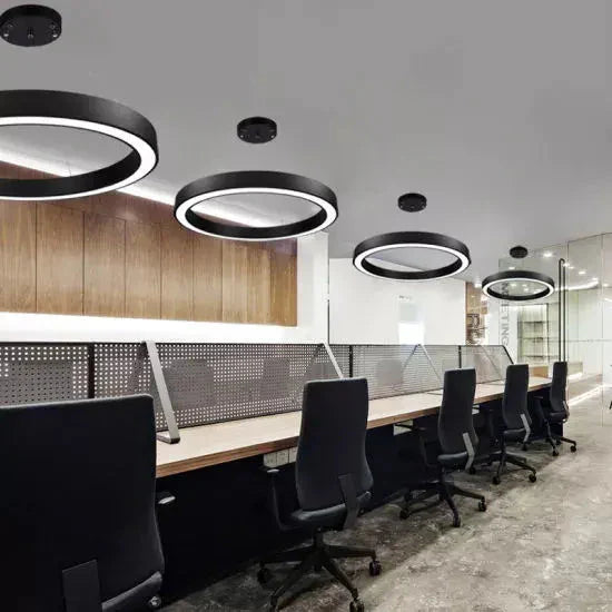 PC cover suspended LED ring light aluminum circular profile ligh Alostoura lighting