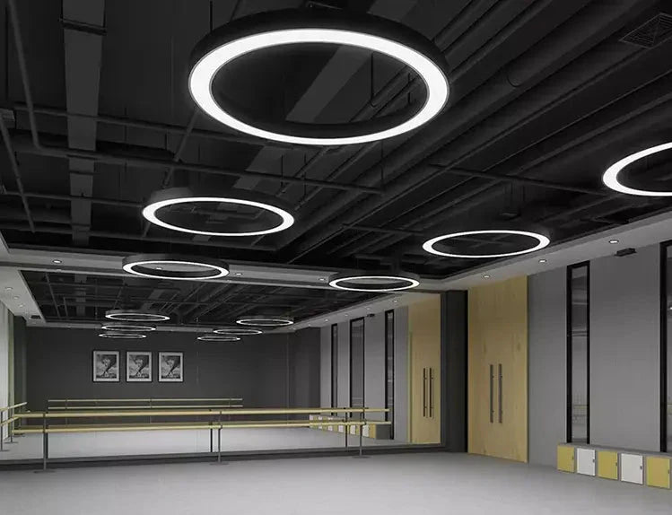 PC cover suspended LED ring light aluminum circular profile ligh Alostoura lighting