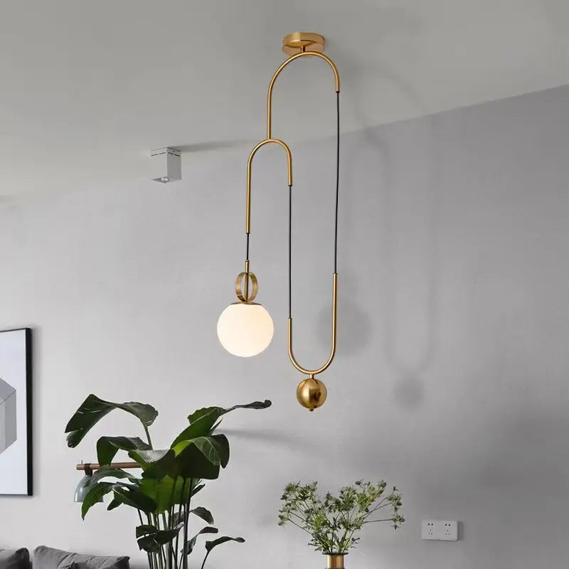 Post-Modern Industrial Creative Pendant Lamp Glass Ball LED Chandelier Wrought iron Gold Hanging Light For Bar Decoration Alostoura lighting