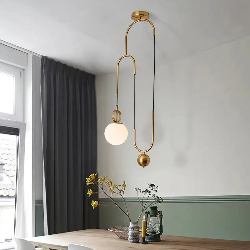 Post-Modern Industrial Creative Pendant Lamp Glass Ball LED Chandelier Wrought iron Gold Hanging Light For Bar Decoration Alostoura lighting