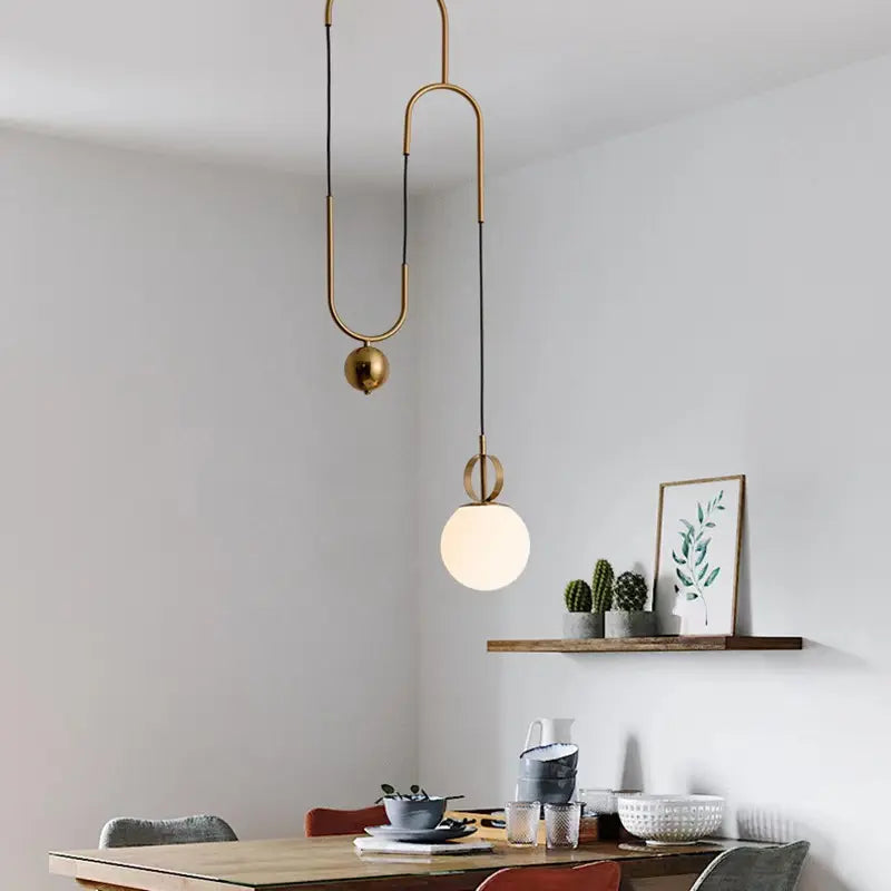 Post-Modern Industrial Creative Pendant Lamp Glass Ball LED Chandelier Wrought iron Gold Hanging Light For Bar Decoration Alostoura lighting