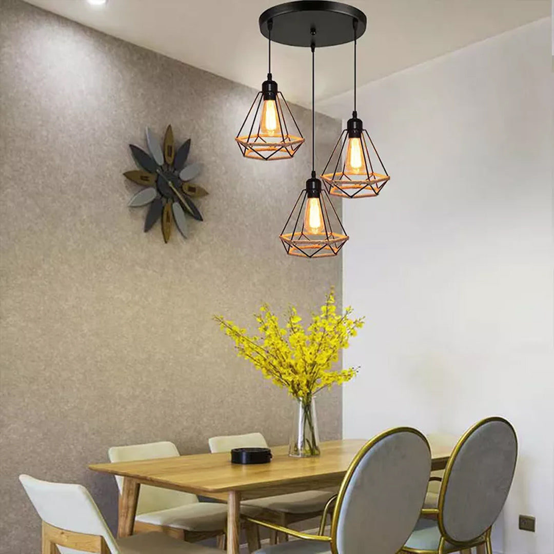 Pyramid Retro Hemp Rope E27 Pendant Light Vintage Loft Iron Droplight Living Room Kitchen Industrial Pendant Lights Alostoura lighting
