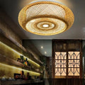 Rattan Round Ceiling Light Bedroom Living Room Bamboo Lighting Fixture Alostoura lighting