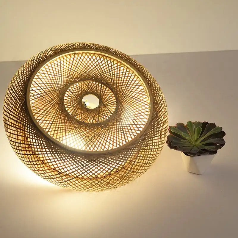 Rattan Round Ceiling Light Bedroom Living Room Bamboo Lighting Fixture Alostoura lighting