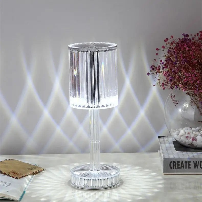 Rechargeable Usb Touch Akku Tischlampe Crystal Acrylic Shiny With Rose Shadow Effect Home Bedroom Living Room Luxury Table Alostoura lighting