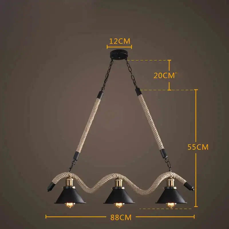 Retro Loft Vintage Style Iron and Hemp rope Pendant Lamp Hanging Light Alostoura lighting
