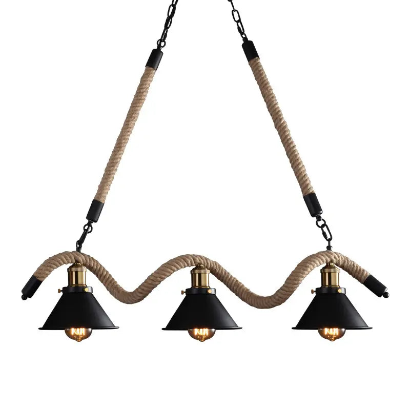 Retro Loft Vintage Style Iron and Hemp rope Pendant Lamp Hanging Light Alostoura lighting