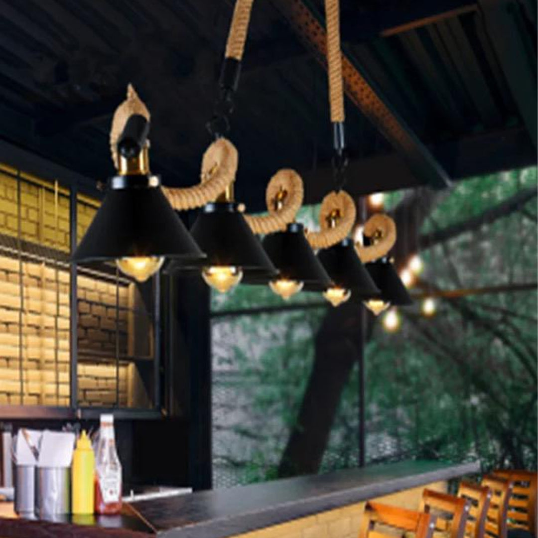 Retro Loft Vintage Style Iron and Hemp rope Pendant Lamp Hanging Light Alostoura lighting