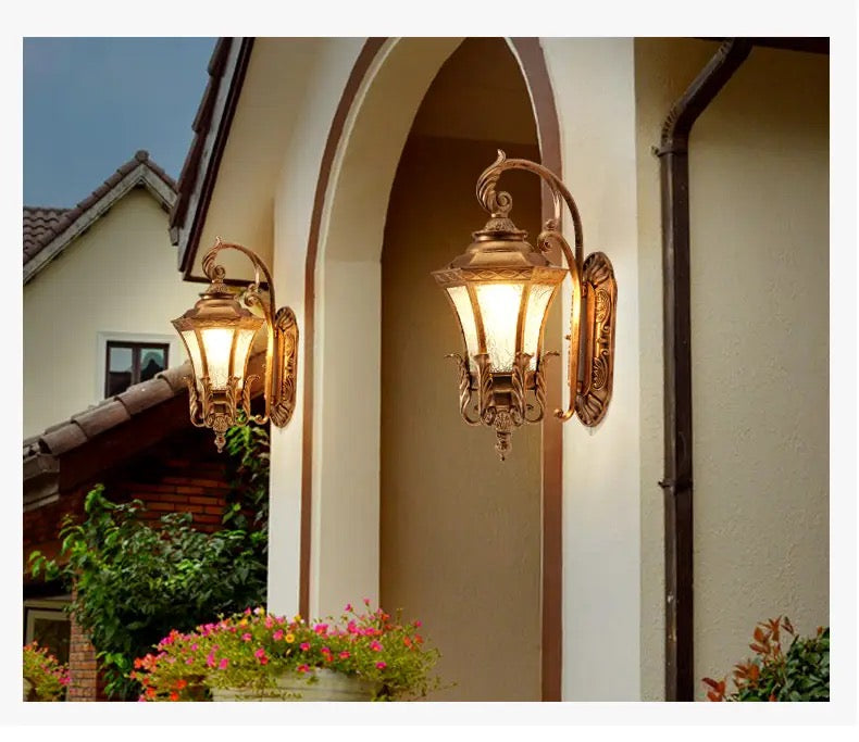 Retro-wall lamp European-style outdoor waterproof wall hanging villa outdoor door balcony corridor solar LED exposed desk lamp Alostoura lighting