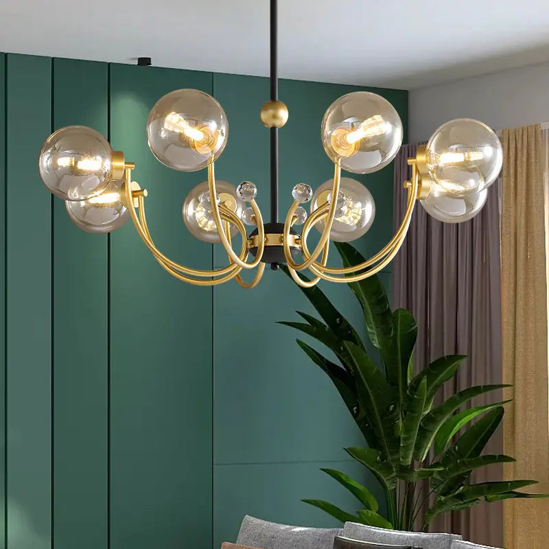 Round Modern Home Led Chandelier Round Circle Nordic Glass Ball Pendant Light For Hotel Alostoura lighting