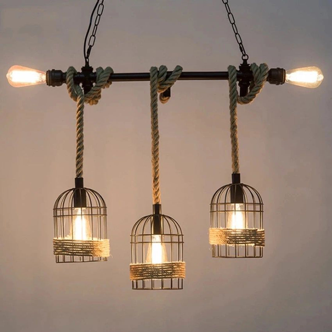 Rustic style bird cage chandelier luxury industrial lighting fixture farmhouse chandelier for kitchen coffee restaurant dining Alostoura lighting