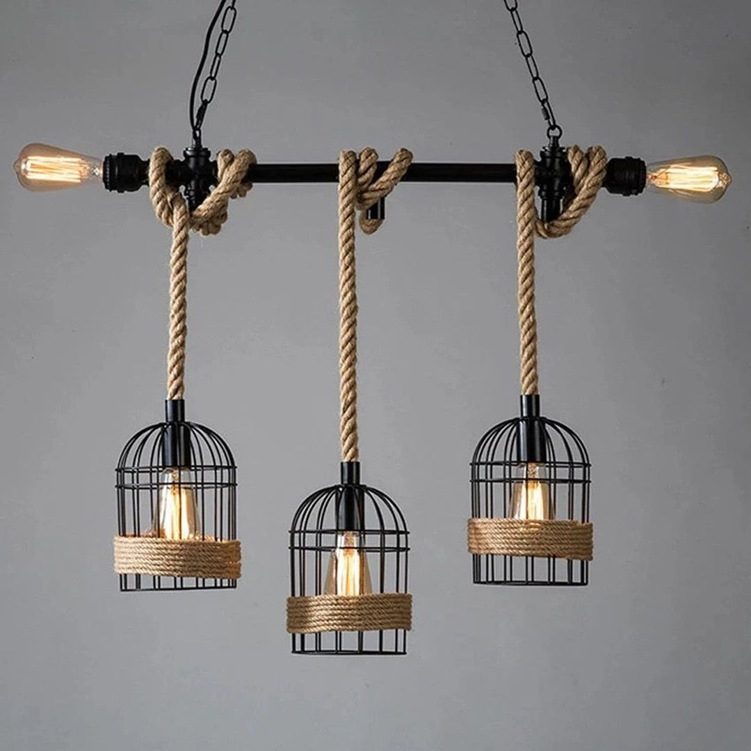 Rustic style bird cage chandelier luxury industrial lighting fixture farmhouse chandelier for kitchen coffee restaurant dining Alostoura lighting