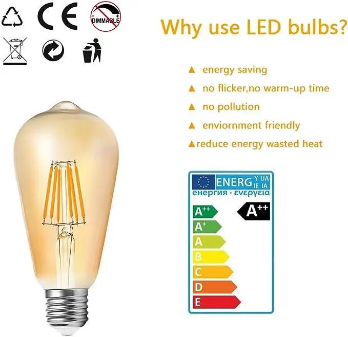 ST64 LED Filament Light Bulb E27 Alostoura lighting