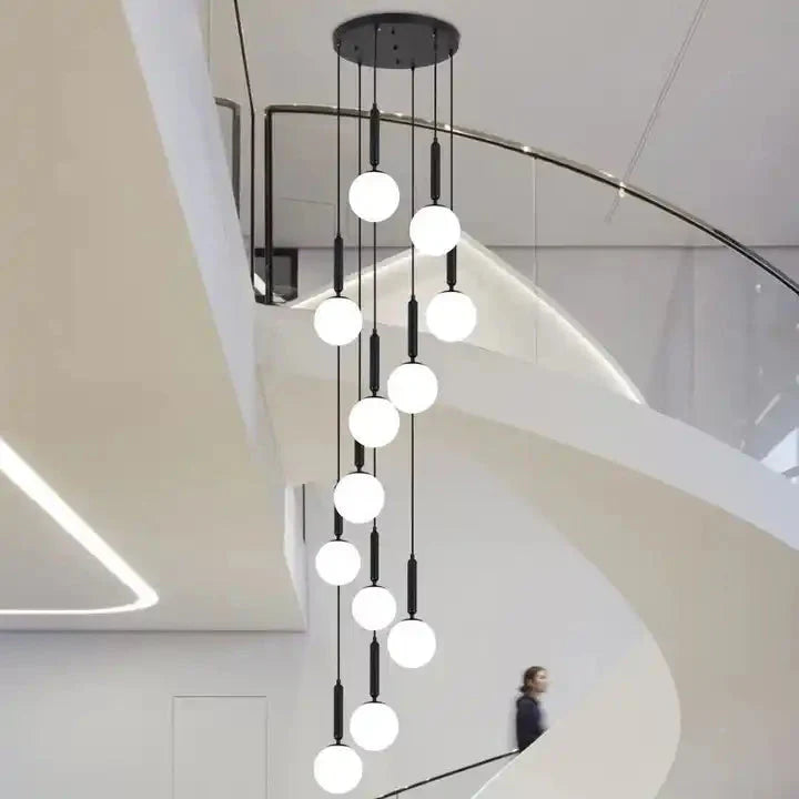 Scandinavian style villa staircase glass pendant lamp golden chandelier Alostoura lighting