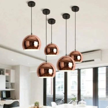 Shinny Rose Copper Single Glass Ball Pendant and Chandelier Lamp Luxury House Alostoura lighting