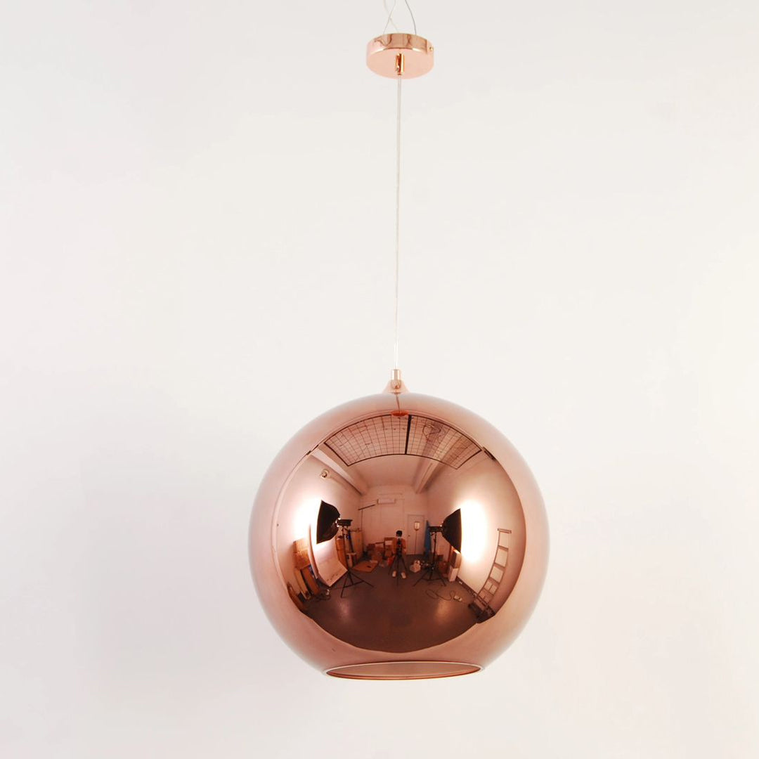Shinny Rose Copper Single Glass Ball Pendant and Chandelier Lamp Luxury House Alostoura lighting
