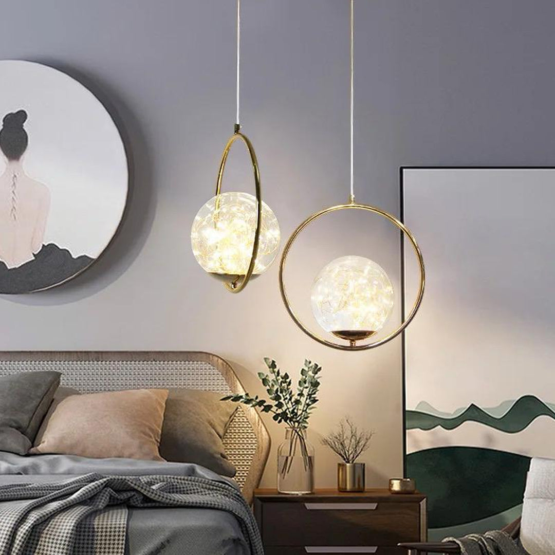 Simple Creative Modern Hanging Pendant Lamps Round Circle Metal Pendant Light Alostoura lighting