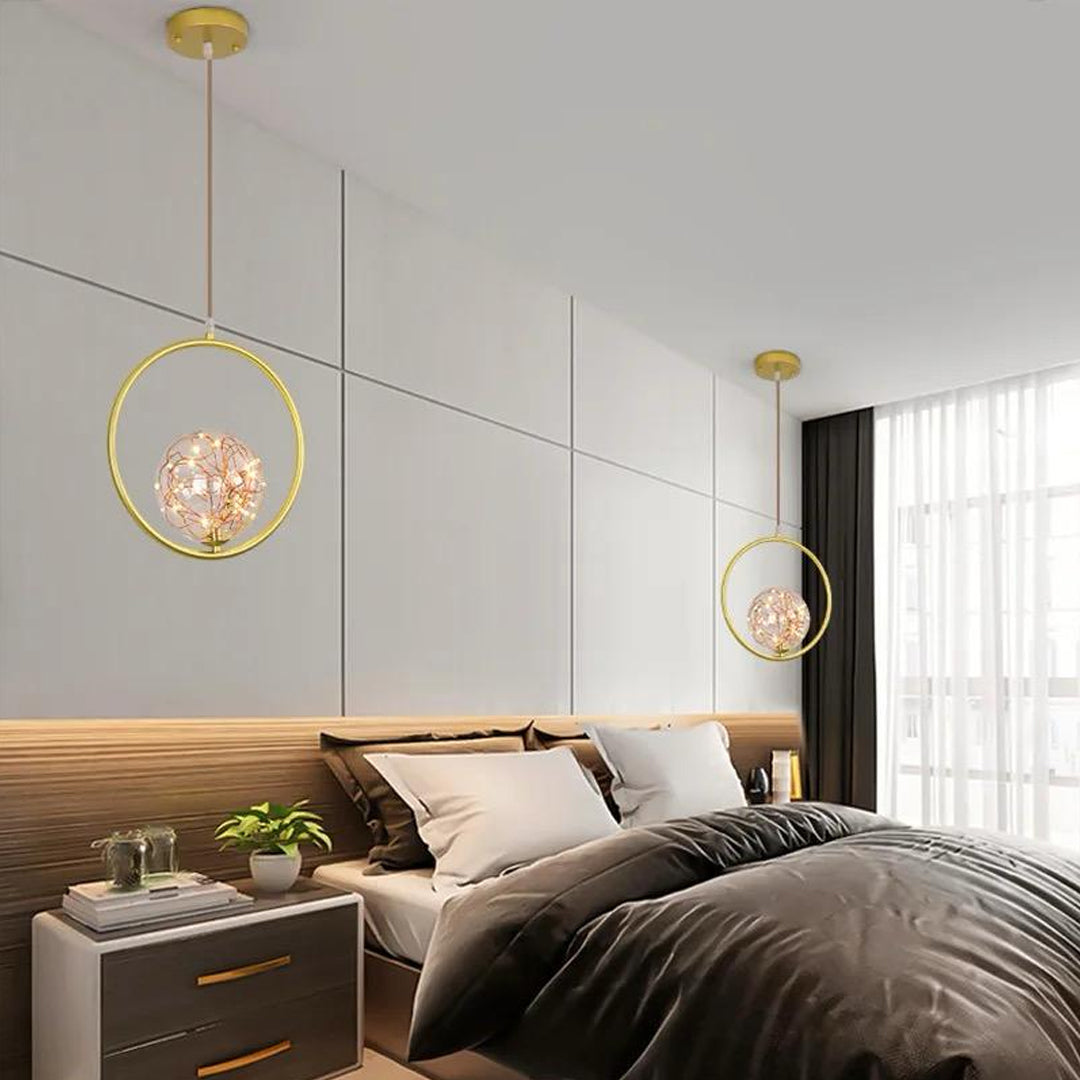Simple Creative Modern Hanging Pendant Lamps Round Circle Metal Pendant Light Alostoura lighting