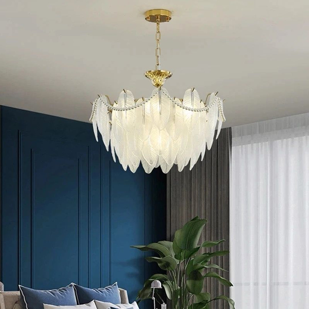 Simple Decor LED Chandelier Lamp For Bedroom Dining Room Villa Modern Luxury Glass Leaf Chandelier Light Alostoura lighting