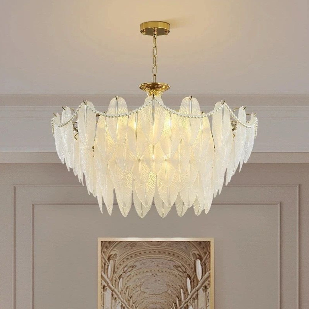 Simple Decor LED Chandelier Lamp For Bedroom Dining Room Villa Modern Luxury Glass Leaf Chandelier Light Alostoura lighting