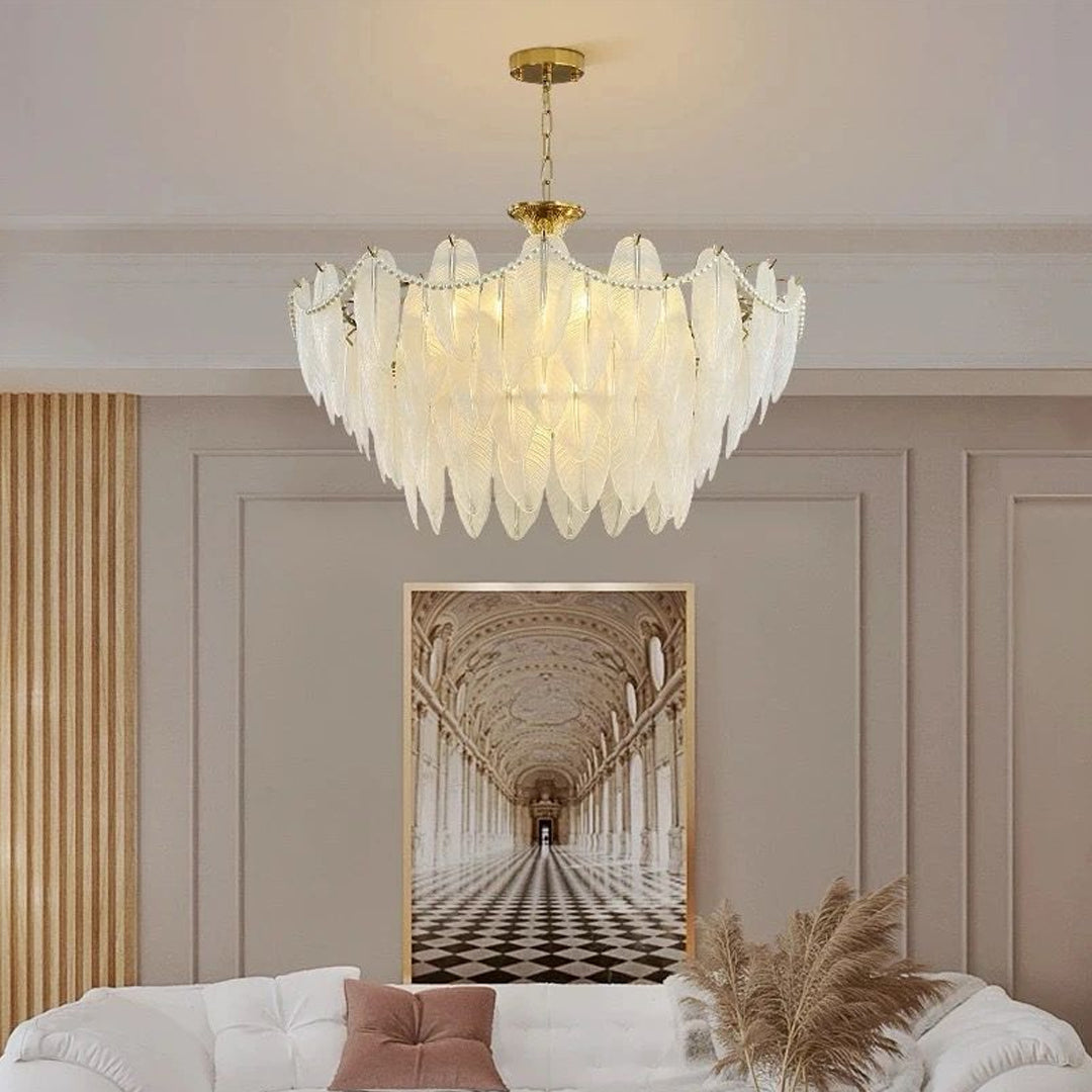 Simple Decor LED Chandelier Lamp For Bedroom Dining Room Villa Modern Luxury Glass Leaf Chandelier Light Alostoura lighting