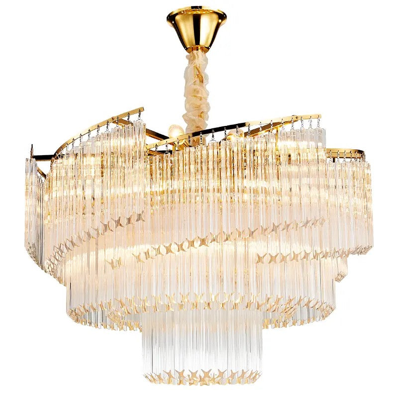 Spiral glass rod chandelier understated luxury pendant lamp exquisite decorations Alostoura lighting