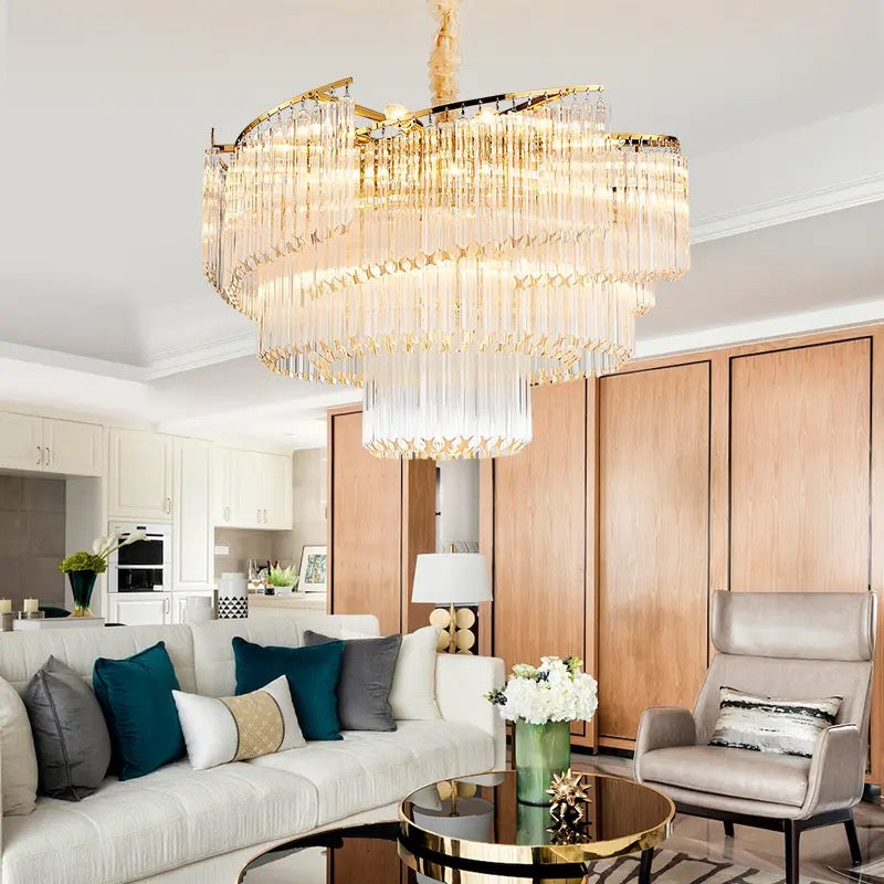 Spiral glass rod chandelier understated luxury pendant lamp exquisite decorations Alostoura lighting