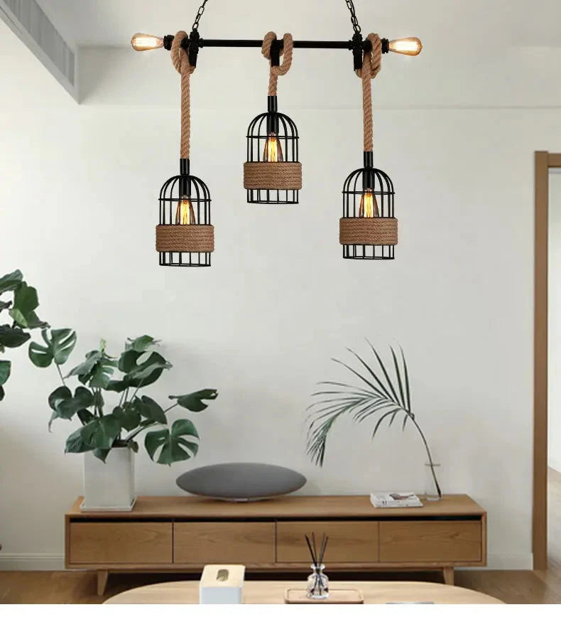Style Hemp Rope Cord Pendant Light Alostoura lighting