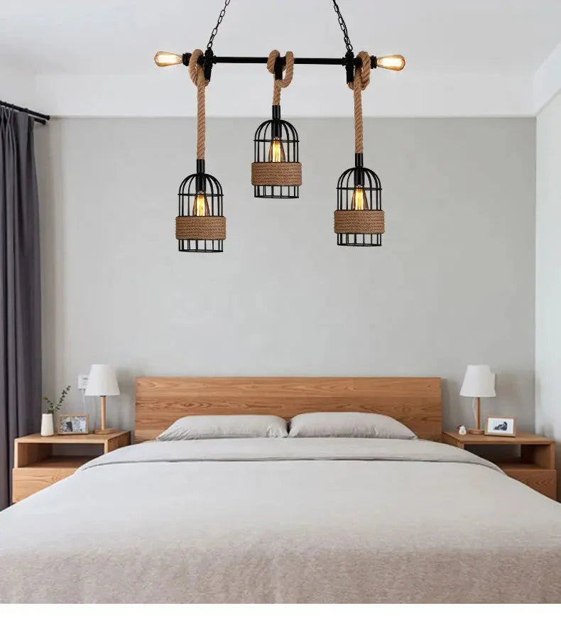 Style Hemp Rope Cord Pendant Light Alostoura lighting