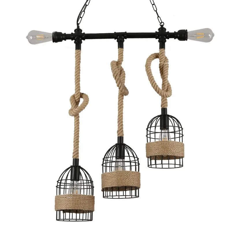 Style Hemp Rope Cord Pendant Light Alostoura lighting