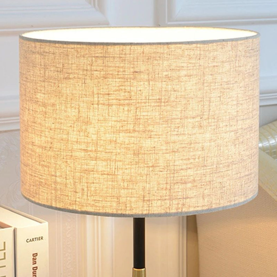 Table Lamp with Metal Base White and black Linen Fabric Lampshade Modern Bedside Lamp for Bedroom Living Room Elegant Light Alostoura lighting