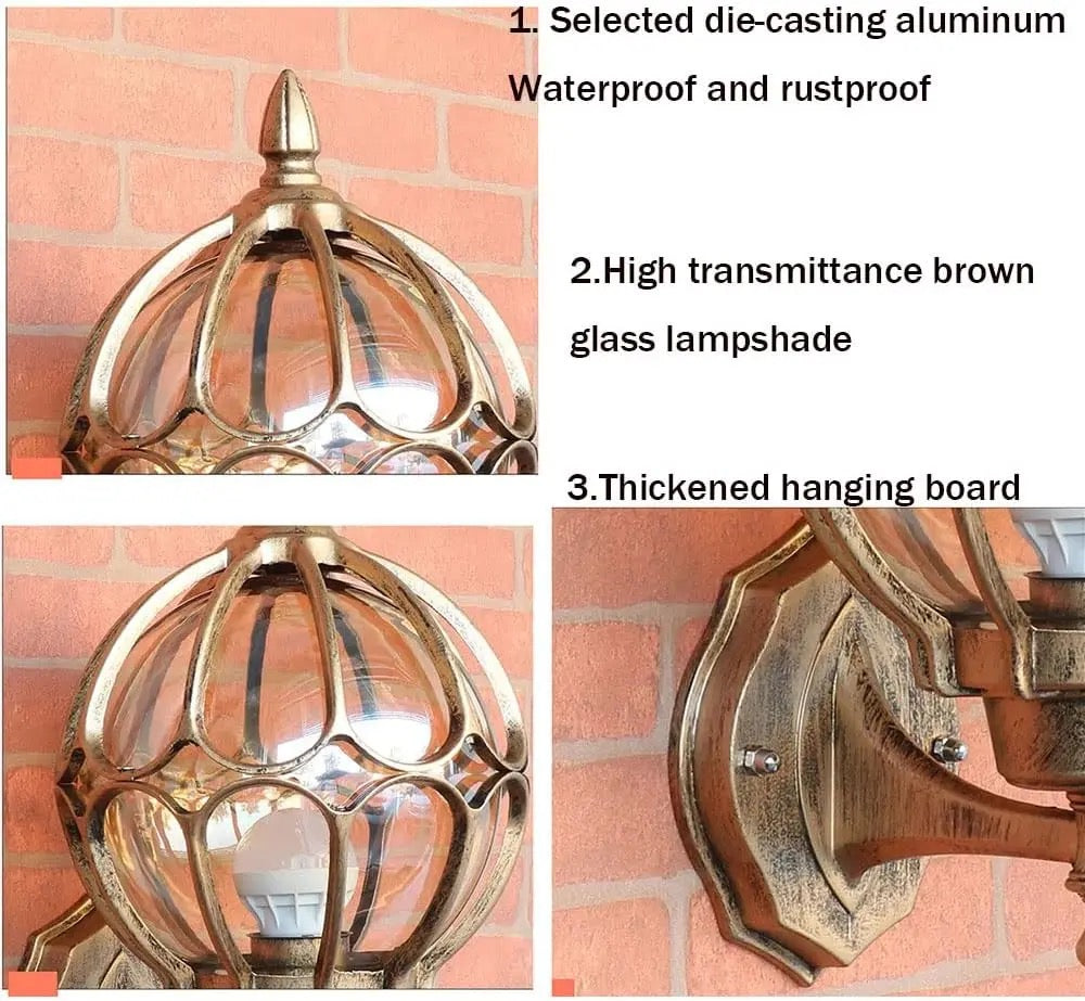 Vintage antique Balcony outdoor wall light ball shape globe lantern wall garden lamp Alostoura lighting