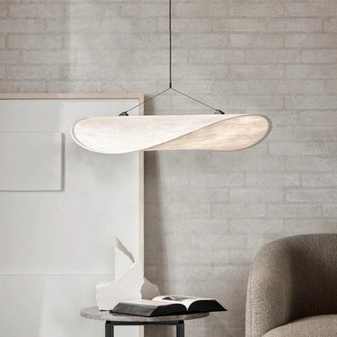 Silk curved pendant light room setting